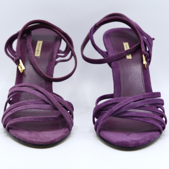 MAX STUDIO Purple Suede Wedge Sandals Vint… - Picture 4 of 10